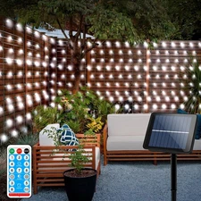 echosari Solar Powered Curtain Lights 33ftx 3ft 500 LED Outdoor Curtain Light...