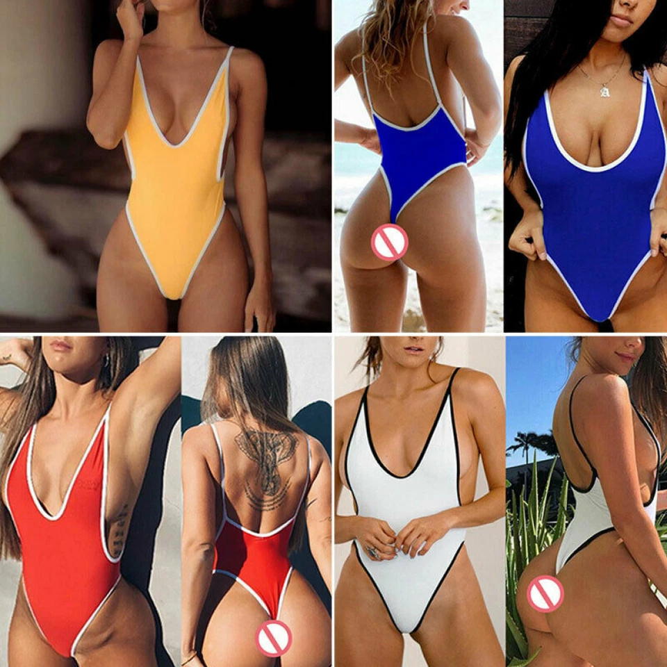 2025 Una Pieza Tanga Corte Alto Leotardo Body Traje de Baño Mameluco Monokini Bikini Foto 3 de 4