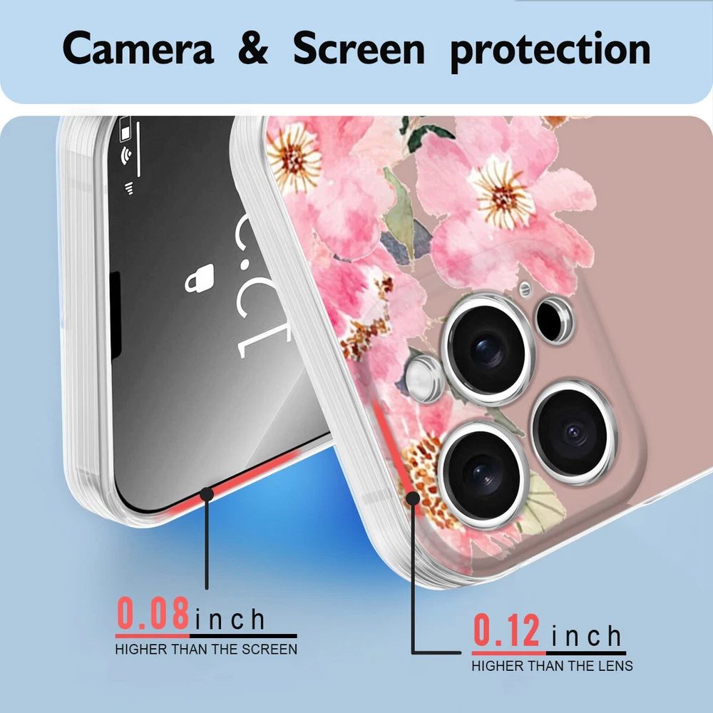 Floral TPU Phone Case for iPhone 15 16 Plus 14 13 12 11 XS Pro Max