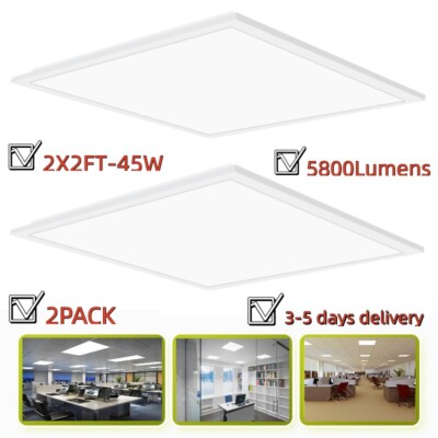 45 Watt 2X2 LED Flat Panel Troffer Light Fixture 5000K, 0-10V Dimmable, 100-277V