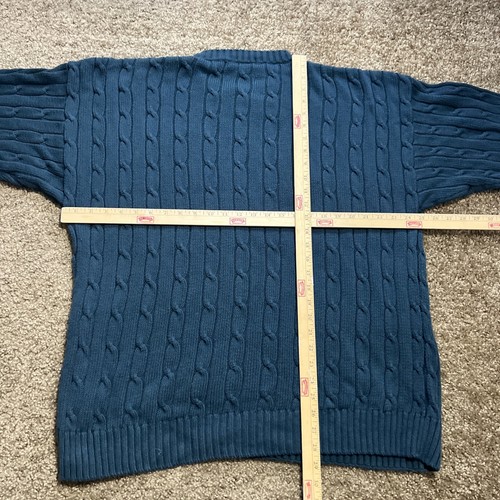 Vintage Izod Cable Knit Sweater Men’s Size XL Dark Teal Pullover 90s - Picture 4 of 7