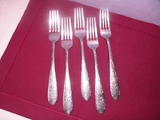 Set Of 5 Cambridge Stainless Butterfly Butterflies Scrolls Dinner Forks 8 1/4 H3