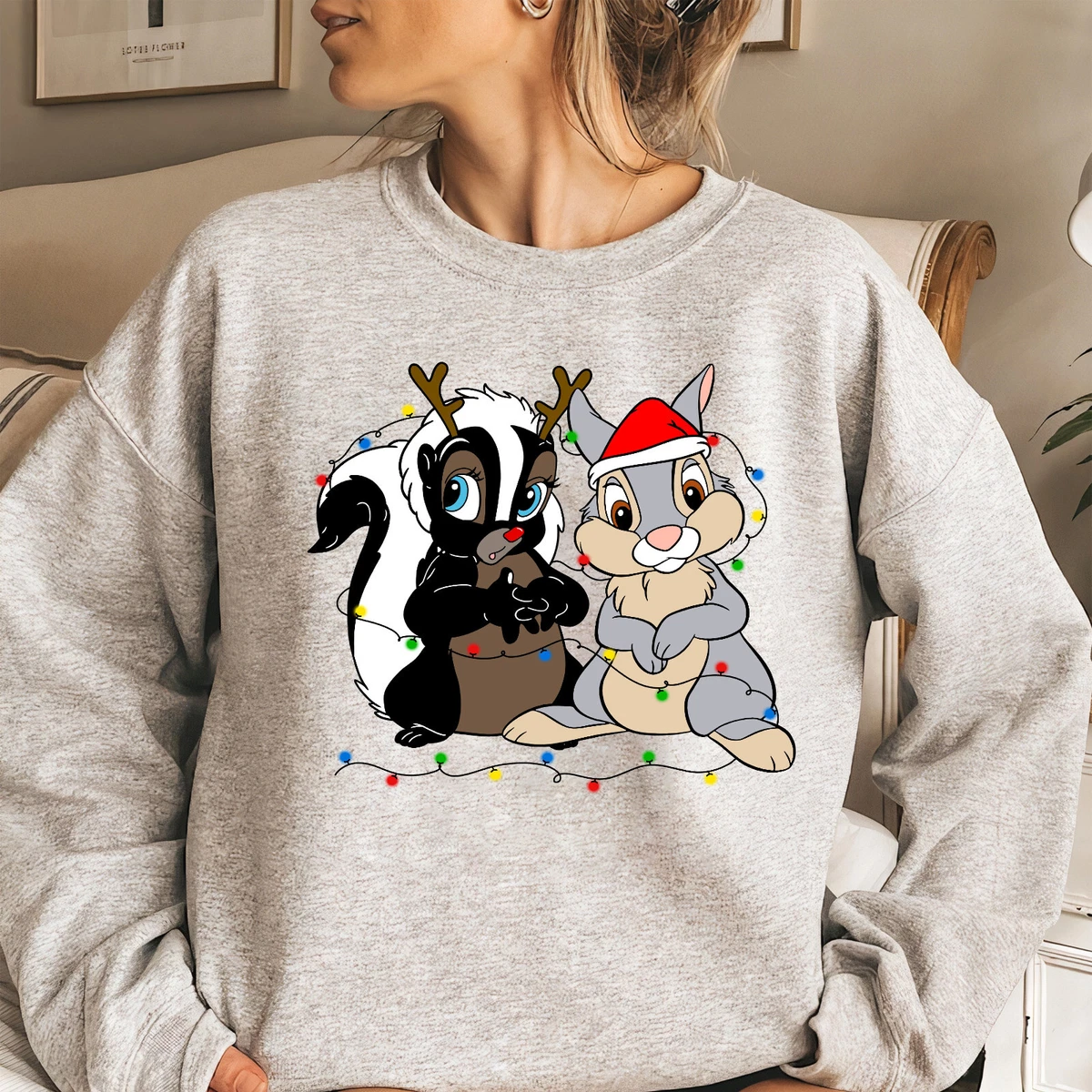 Disney Bambi Thumper And Flower Christmas Lights Unisex Shirt