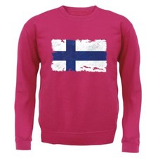 Finland Grunge Flag - Kids Hoodie / Sweater - Flags Helsinki Finn Finnish Europe