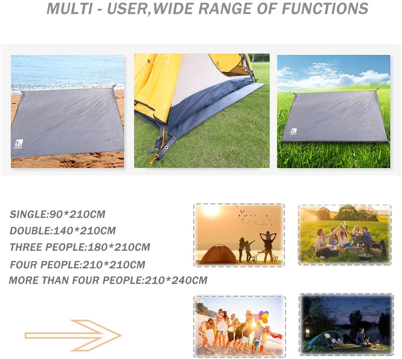 Ultralight Tent Footprint Waterproof Camping Tarp Drawstring Carrying