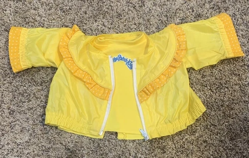 Vintage Cabbage Patch Kids Doll Rare Yellow Ruffled Windbreaker  And Logo Shirt