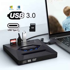 External CD DVD Drive USB 3.0 USB-C CD ROM Burner DVD Player Writer w/ USB Hub