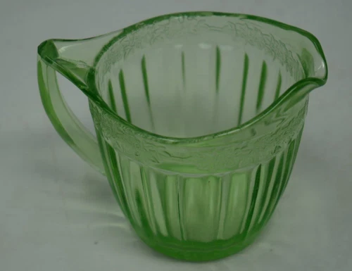 Vintage Jeanette Glass Adam Green Uranium Glass Creamer UV Reactive Depression