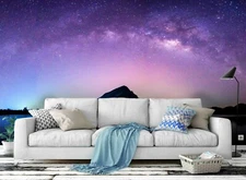 3D Purple Starry Sky Self-adhesive Removable Wallpaper Murals Wall Sticker 60