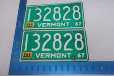 Vermont VT License Plate Tag 1967 67 1968 68 Natural Sticker Pair Set 132828