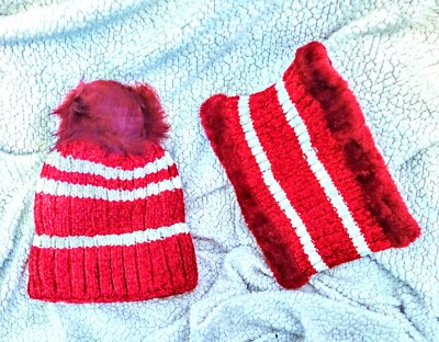 Goegu Deluxe chenille fur lined adult size- winter hat & hand warmer SET(style2)