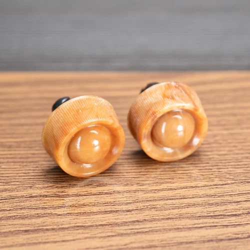Vintage BENDIX Radio Knobs 1940s -50s 2pc Marbleized Plastic 1/4" D Shaft