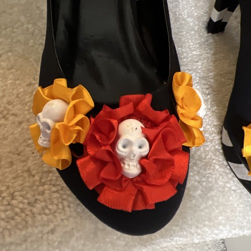 Ellie Halloween Costume Day of the Dead Dia De Los Muertos Heels Pumps Sz 7 - Picture 3 of 12