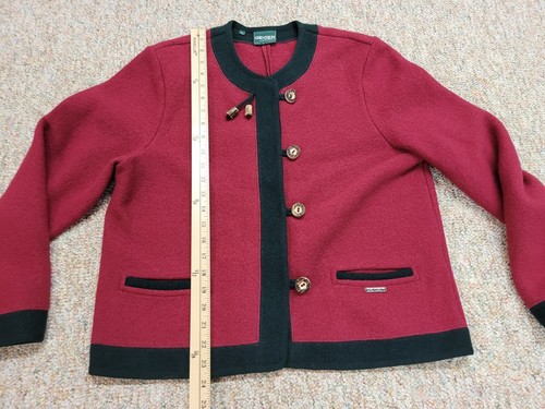 Geiger Sweater Womens 40 Red Cardigan Button Down Casual Pure Wool Laine - Picture 10 of 17