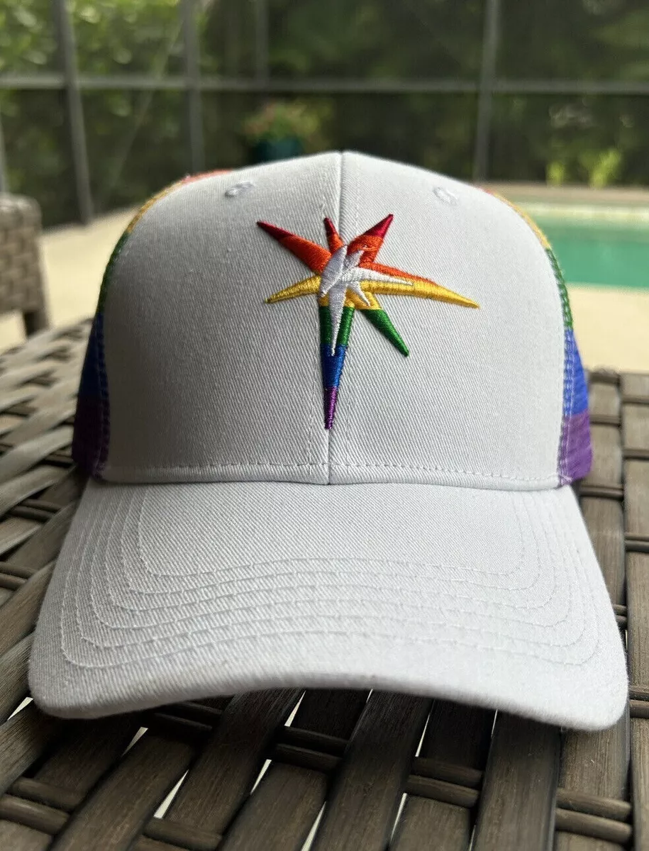 Tampa Bay Rays Rainbow PRIDE LGBTQ Snap Back Mesh Trucker Hat Cap