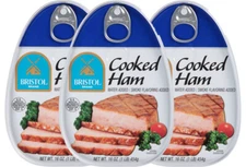 3 cans of Bristol Fully Cooked Canned Ham. 16 oz.Each - Fresh & Delicious