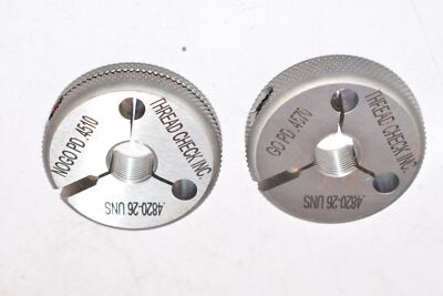 Set of 2 Thread Check .4820-26 UNS Thread Ring Gages GO .4570 x NOGO PD .4510