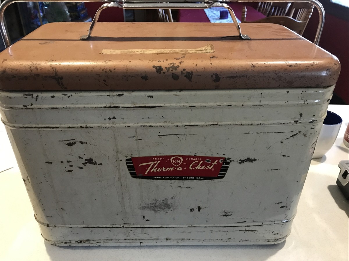 antique THERM A CHEST metal ice chest with bottle opener | eBay