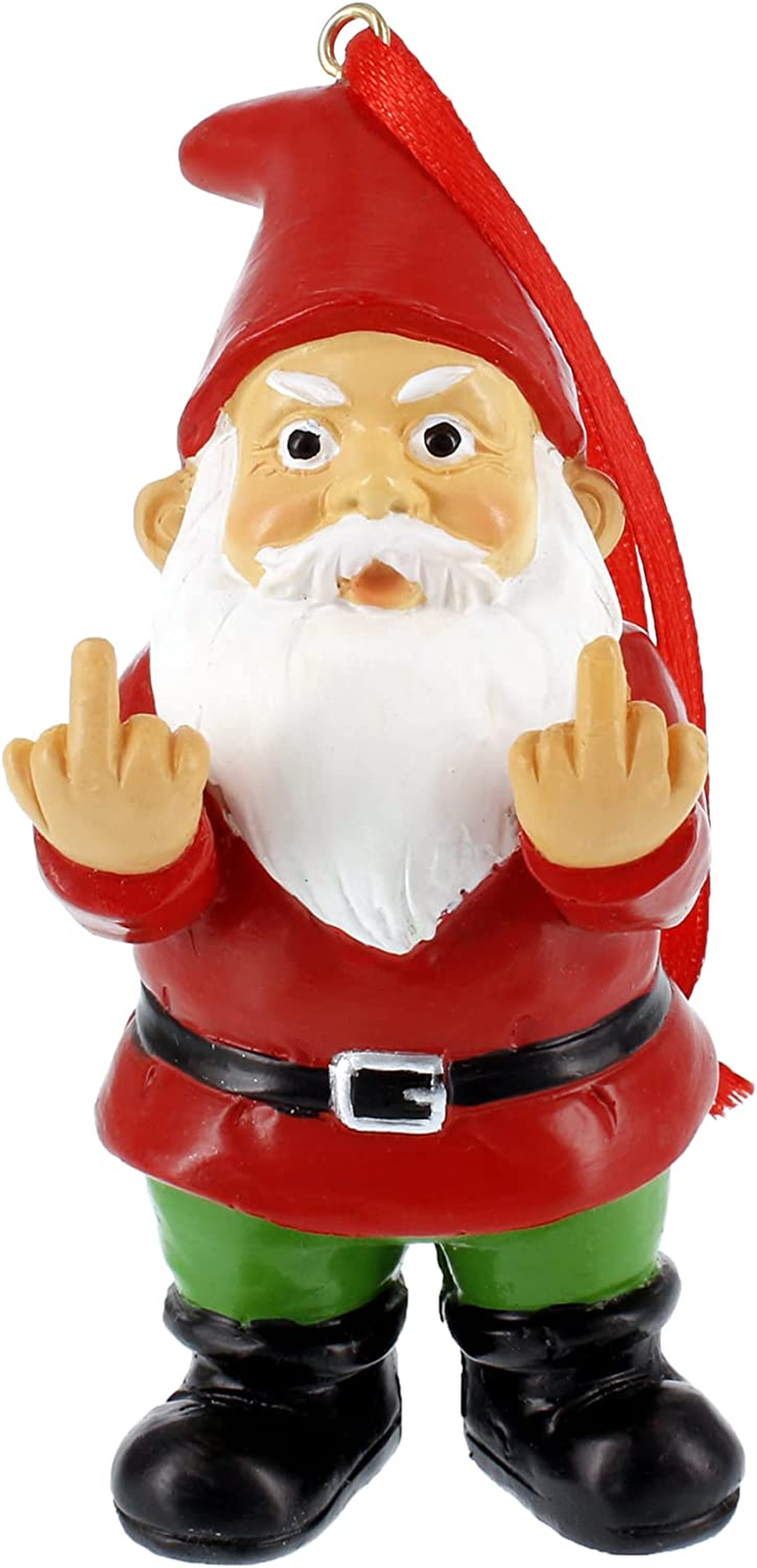 Holiday Double Bird Gnome Ornament, 3.5 Inch - Inappropriate, Funny Christmas Or