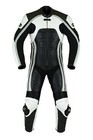 Motero Motorcycle Motorbike 1 Piece Leather racing suit CE Armoured Black/Silver
