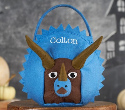 NWT NO MONOGRAM POTTERY BARN KIDS 3D DINOSAUR DRAGON BLUE BROWN