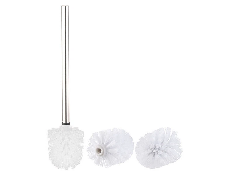 Brosse WC en acier inoxydable avec têtes de rechange Ø 8 cm - Blanc - BadeStern - Photo 1/2