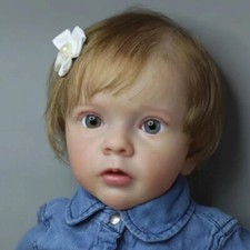 24inch Reborn Baby Doll Hand-Rooted Hair Artist Doll Finished Toddler Girl Doll