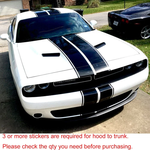 For Ford Mustang Etc 78.7'' Black Hood Roof Rally Racing Stripe Vinyl Sticker - Picture 10 of 12