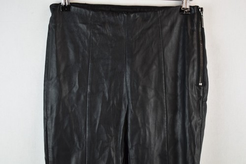Topshop Petite Womans Faux leather Black Trousers SIze 10 Smart Casual W24 L26 - Picture 2 of 9