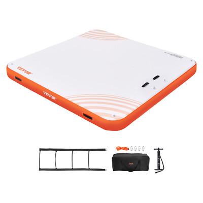 VEVOR Inflatable Floating Dock 7x7FT Inflatable Dock Platform Mat with Ladder