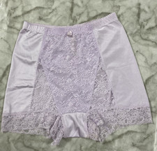 Pretty PURPLE Rhonda Shear FLORAL Lace Trim Control Panties. Size X-Large LEG