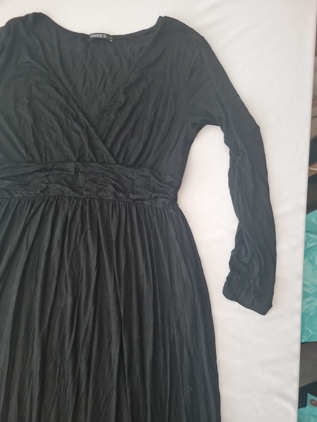 Ladies Dress Ouges Size L Long Sleeve V Neck Blac… - image 2