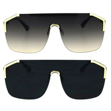 SA106 Shield Exposed Lens Oversize Racer Retro Sunglasses