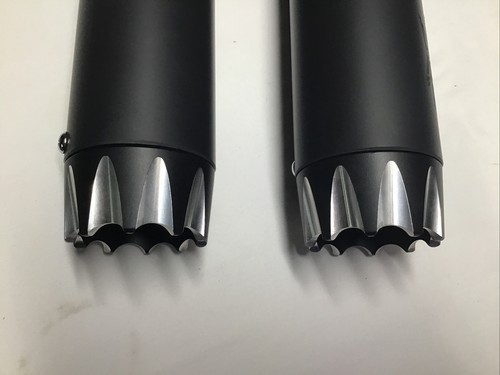 RC Components Black 3” Excalibur Eclipse Tips Slip-On Exhaust For Harley Dyna - Picture 10 of 11