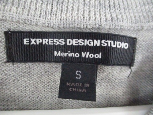 Express Design Studio Sweater Vest Mens Small Gray Blue V-neck Merino Wool - Picture 2 of 10