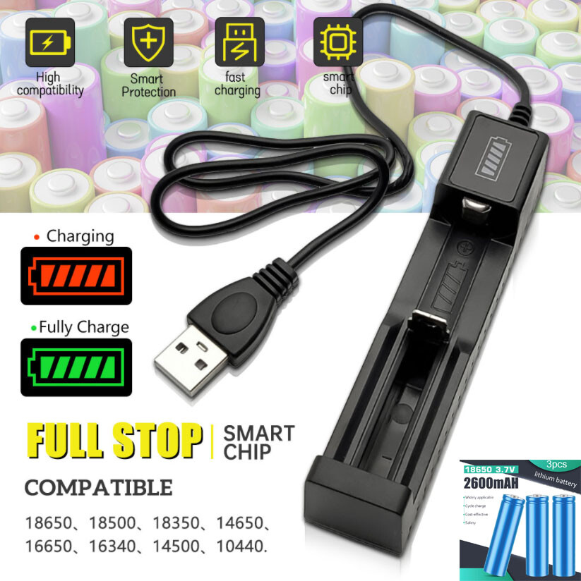 Rechargeable Batteries 3.7V Battery Smart Charger for Headlamp Flashlight Lot-image