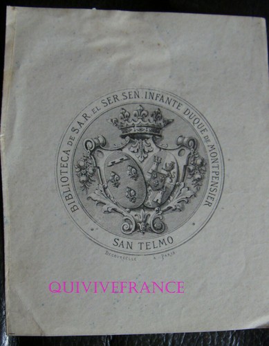 EXL049c - EX-LIBRIS S.A.R. EL SER. SEN. INFANTE DUQUE DE MONTPENSIER SAN TELMO - Bild 1 von 2