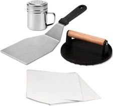 EWFEN Smash Burger Kit with Cast Iron Press, Spatula, Shaker & Papers