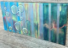 THE ETHEREAL REALM Acrylic Pour Abstract Painting 10X 20" Canvas Orig Fluid Art