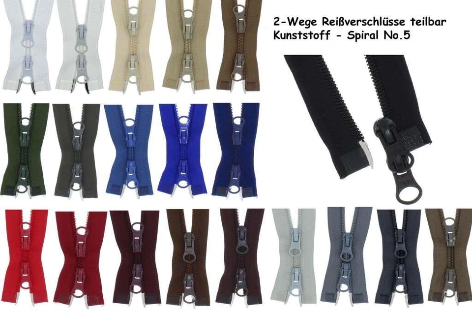 FIM Zweiwege Reißverschluss 2PS 2wege Spiral Kunststoffreissverschlüsse 2 Wege lang