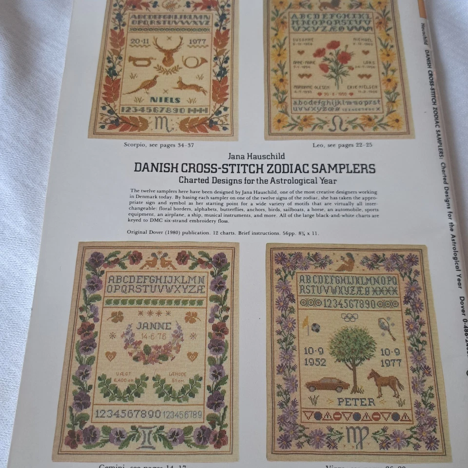 Dover Needlework Danish Cross Stitch Zodiac Samplers Pattern Book - Image 2 of 4
