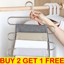 Clothes Pants Trouser Hanger Storage Rack Closet Space Saver S Shape Multi Layer