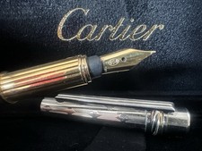 CARTIER penna stilografica  ARGENTO MASSICCIO 925 cesellato pennino oro 18K