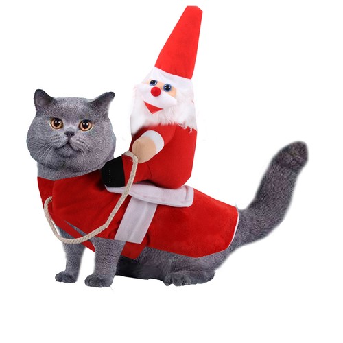 Cartoon Pet Clothes Running Santa Dog Christmas Apparel Funny Holiday Costume - Picture 10 of 11