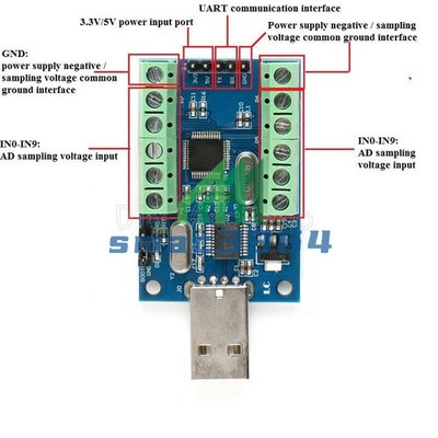 1X STM32F103C8T6 10 Channel AD Sampling Data Acquisition STM32 UART ADC Module