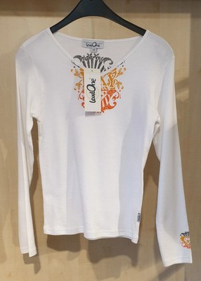 NEU Mädchen langarm Shirt Gr 176 weiss mit Aufdruck LEVEL ONE NP 14,95 