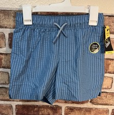 Art Class Boys S6/7 Blue Striped Swim Shorts Drawstring Elastic Waist Pockets