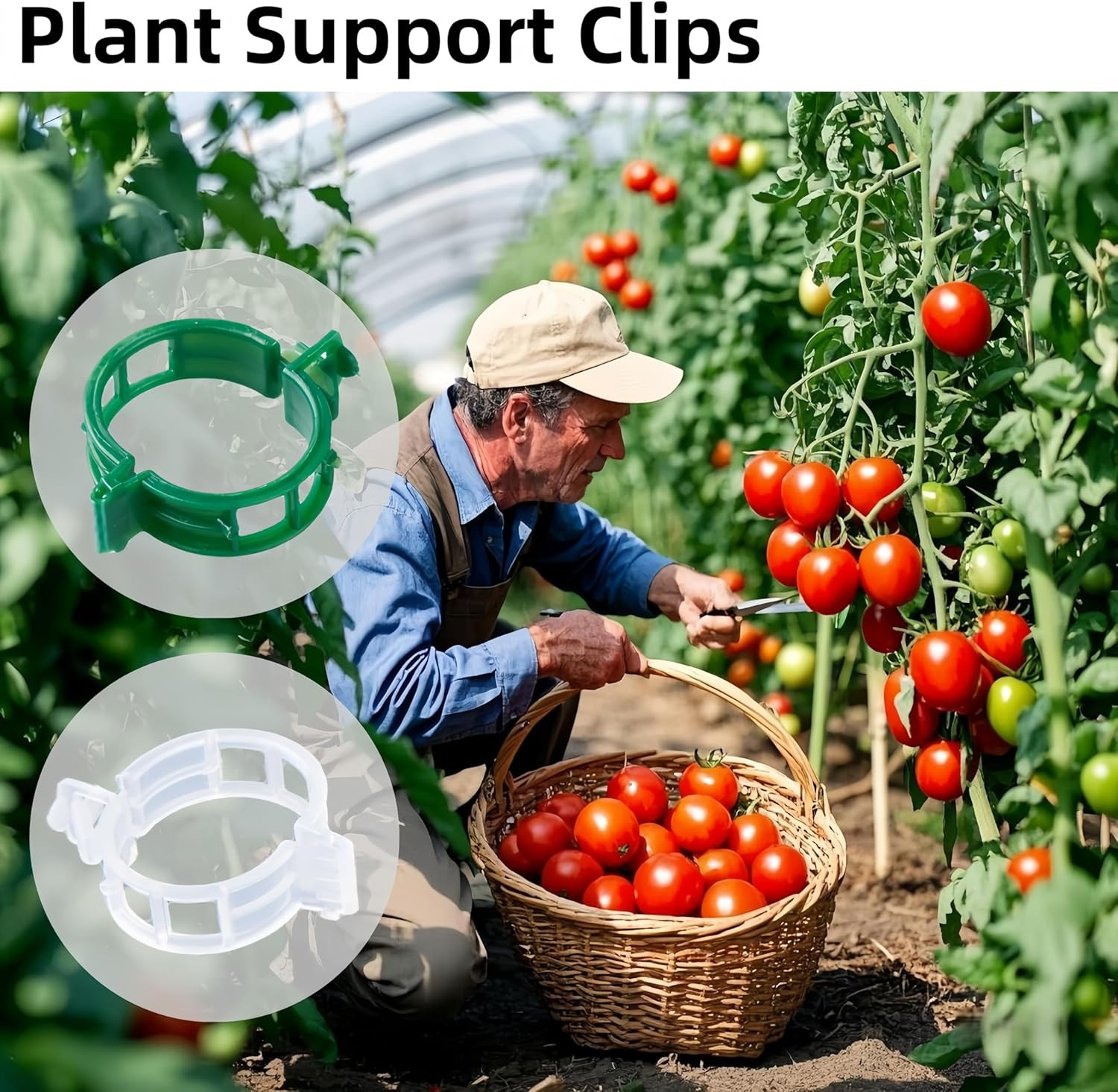 100 Pcs Plant Support Clips,Plastic Clips for Securing Plants,Tomato Vine Clips,