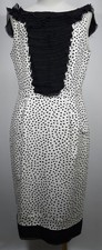Caroline Herrera Women's Polka Dot Sleeveless Sheath Dress Black & White Size 8