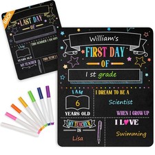 4 THOUGHT 11"x14" Double-Sided First  Last Day of School Chalkboard Sign
